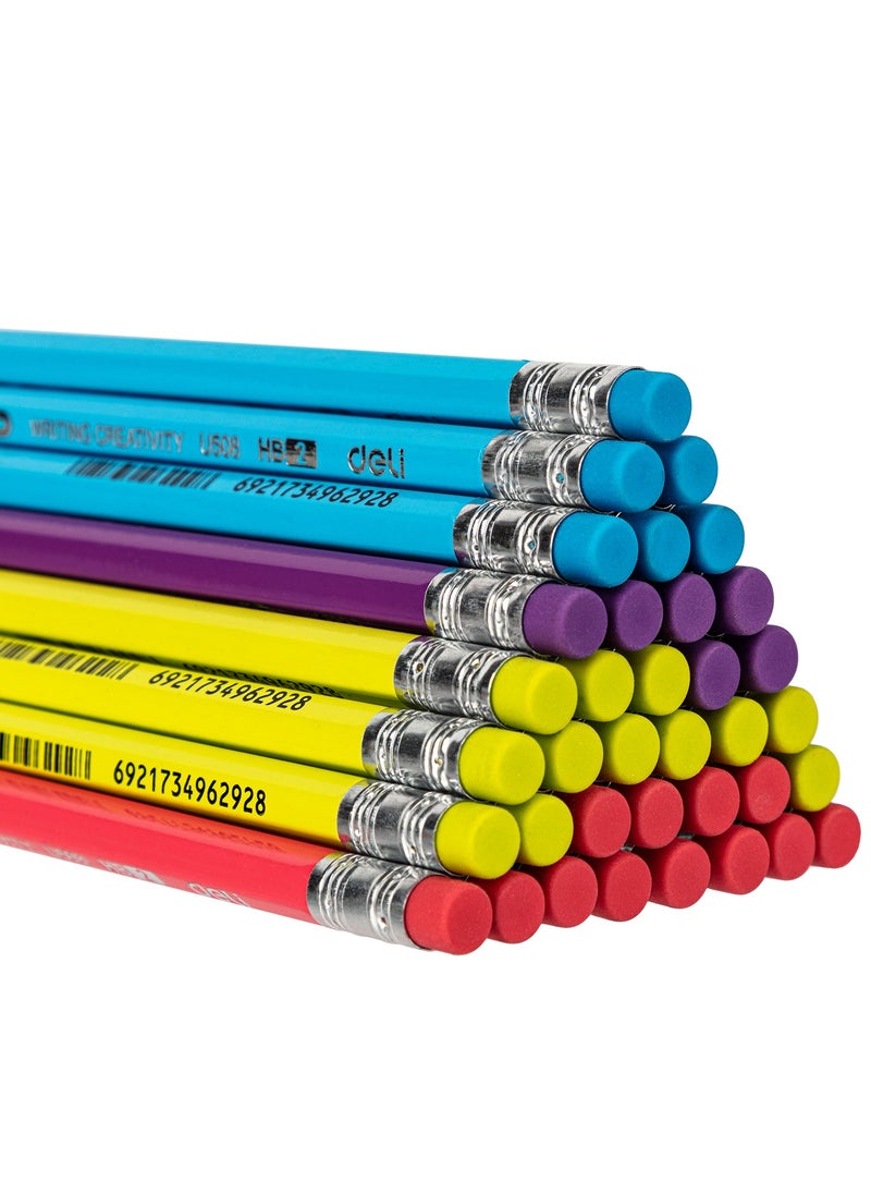 Deli EU50806 Graphite Pencils HB, 50pcs/Box with Eraser – Ideal for School, Office & Drawing Use
