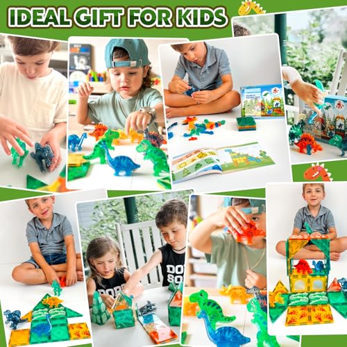 Coodoo Dinosaur Toys Magnetic Tiles 3D Movable Dinos for Kids 35 57 Toddler Outdoor Sensory Toys STEM Educational Magnetic Blocks for 3 Years Old Boys Girls Kids Toy - Image 5