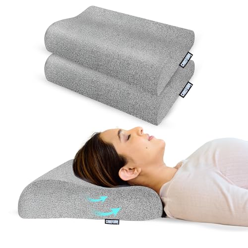 CareFoam Memory Foam Cervical Neck Pillow | 2 Years Warranty | Pain Relief Sleep, Improves Posture Spinal Alignment, Neck Pain Relief | 19 x 11 x 3.5 Inch | Black Melange Cover | Pack of 1 - Image 1
