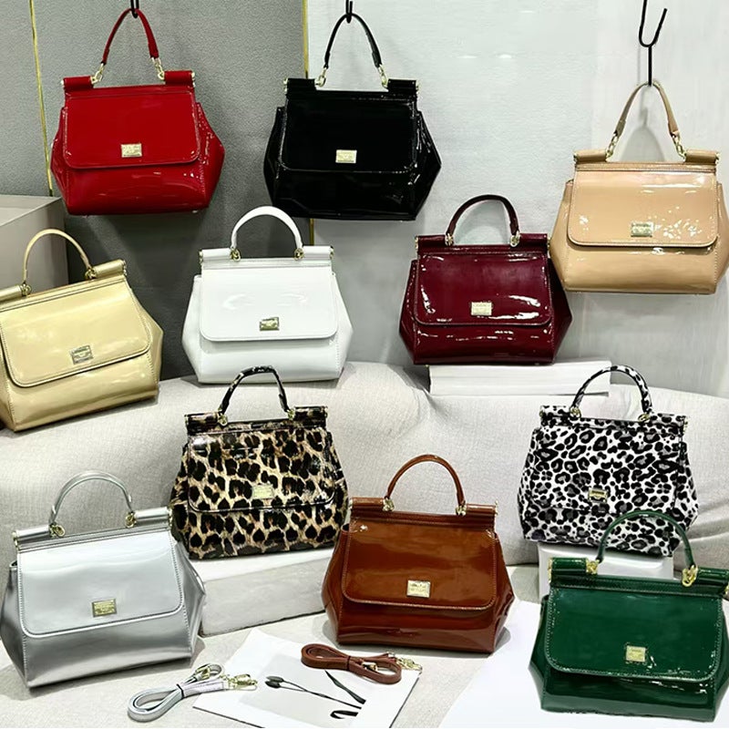 Hand-Held Crossbody Bag, Patent Leather, Fashionable And High-End First-Layer Cowhide Women'S Bag, Large Capacity, Versatile Shoulder Commuting Bag - Image 3