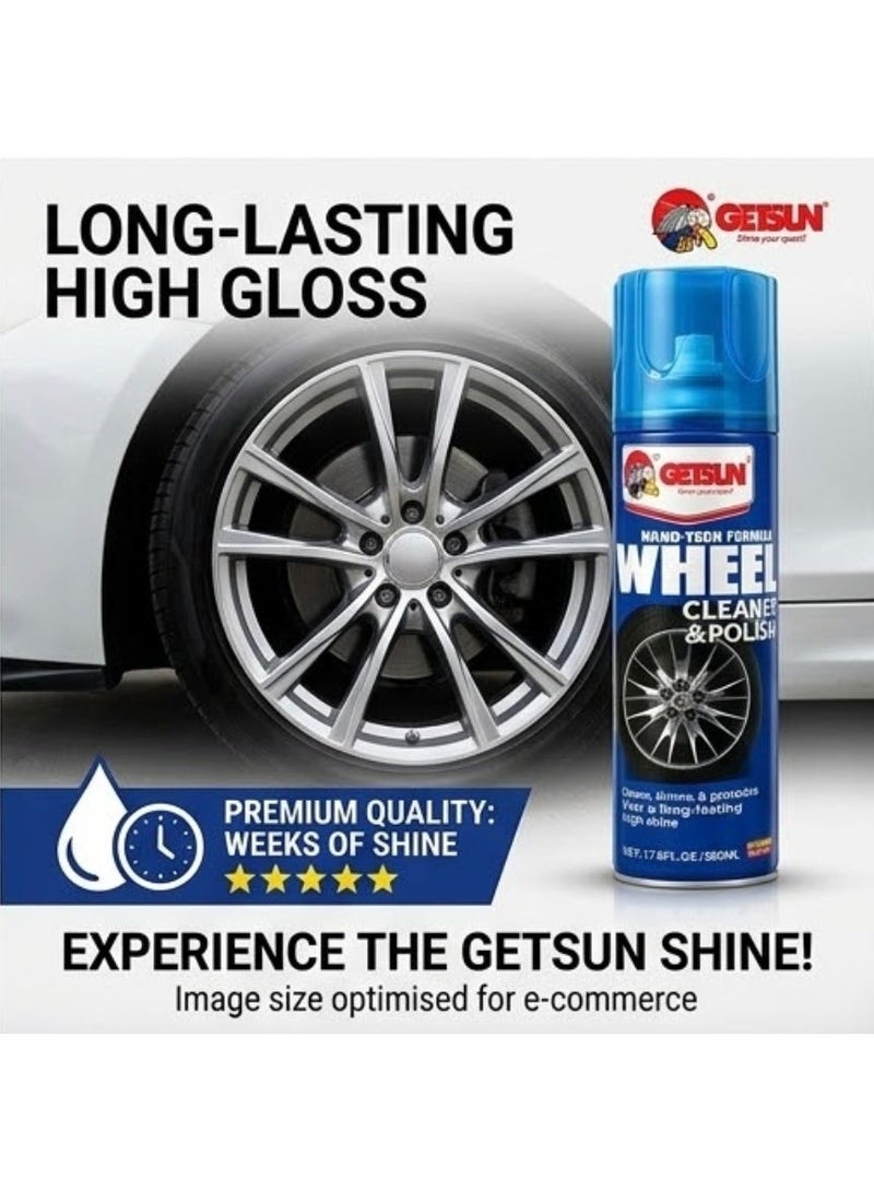 GETSUN Wheel Cleaner & Polish 500ml – Removes Brake Dust, Oil & Road Dirt for Alloy Wheels G-7093 - Image 3