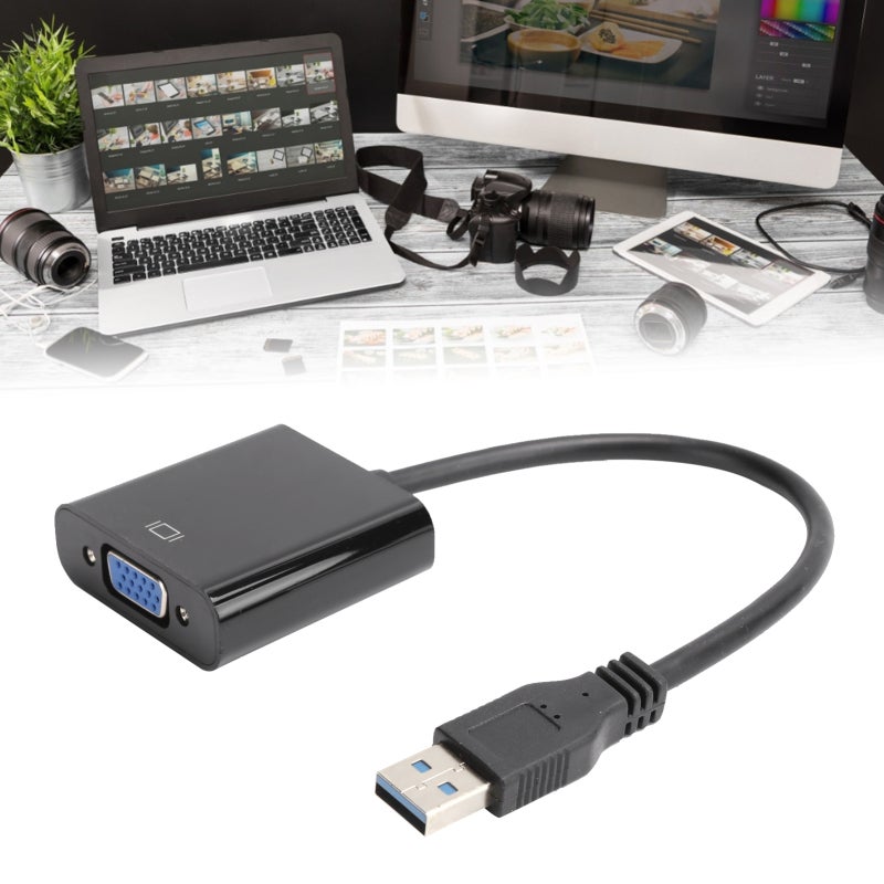 محول USB 3.0 إلى VGA بدقة 1920x1080 توصيل وتشغيل - محول صوت وفيديو بأداء مستقر لأنظمة ويندوز 7 و8 و10 مع دعم العرض المزدوج - Image 1