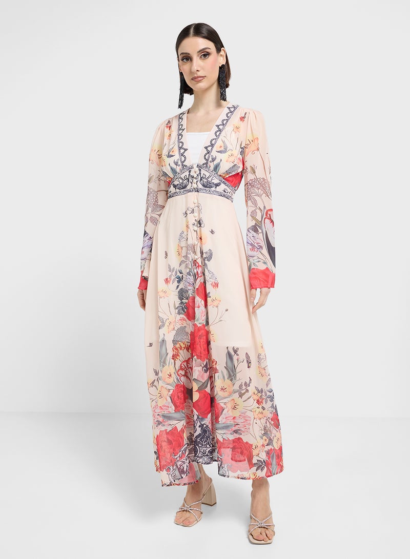 ايلا فستان ماكسي شيفون بنقشة الزهور - Image 4