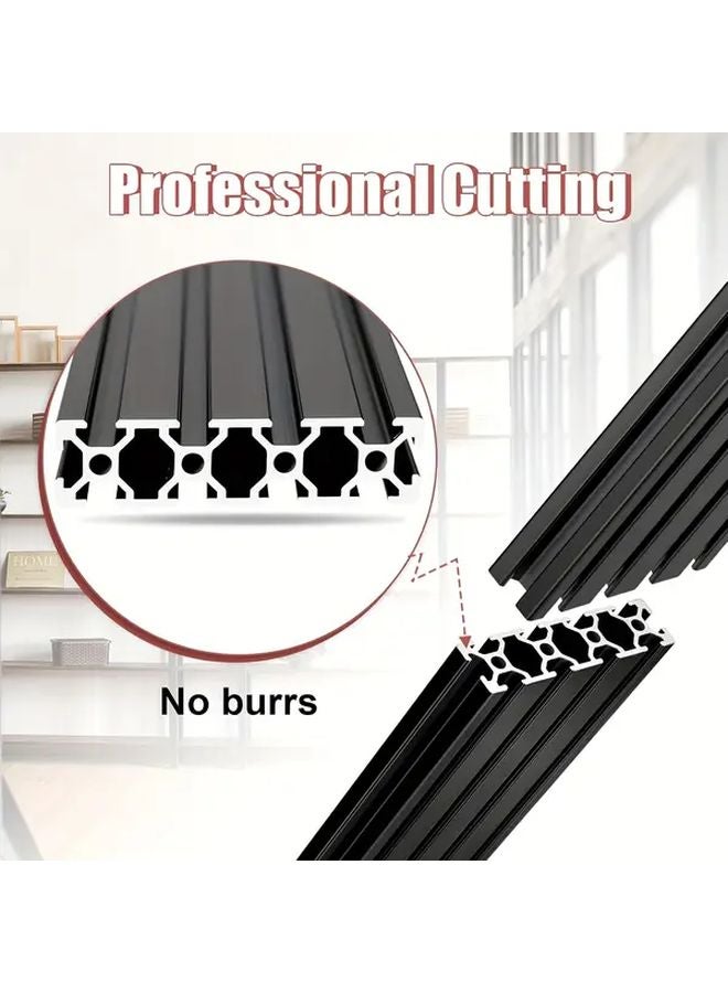 2 Pcs T Slot 2080 Aluminum Linear Motion Guide 600mm Black Rail Track - Image 3