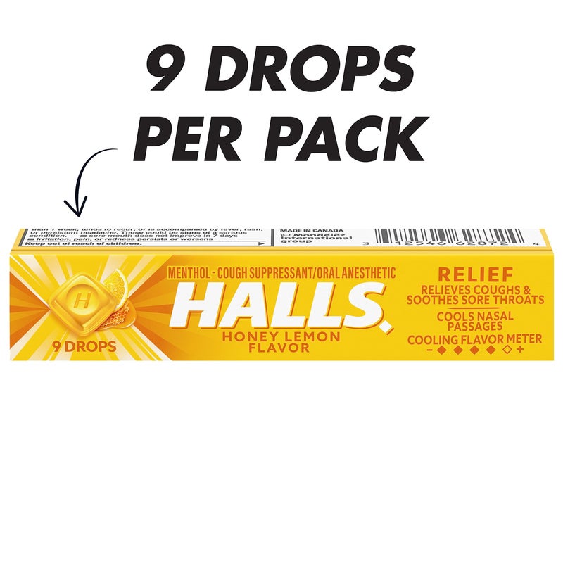 HALLS Relief Honey Lemon Cough Drops, 20 Packs of 9 Drops (180 Total Drops) - Image 2