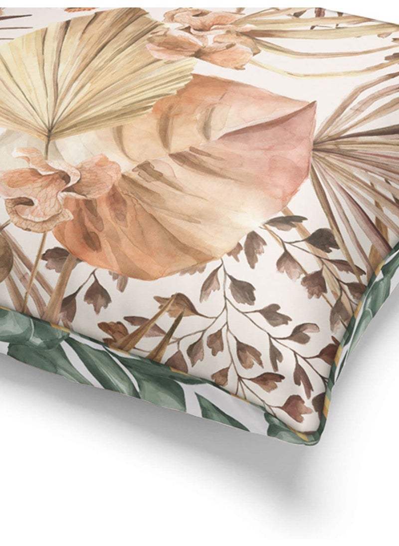 Bianca BIANCA Designer Reversible Printed Silk Linen Cushion Covers -1pc 16 X16 Size (Suzane) | Silk-Linen Luxury Cushion Cover | with Contrast Front & Back Digital Print - Hidden Zipper Floral-sage/Beige  - Image 4