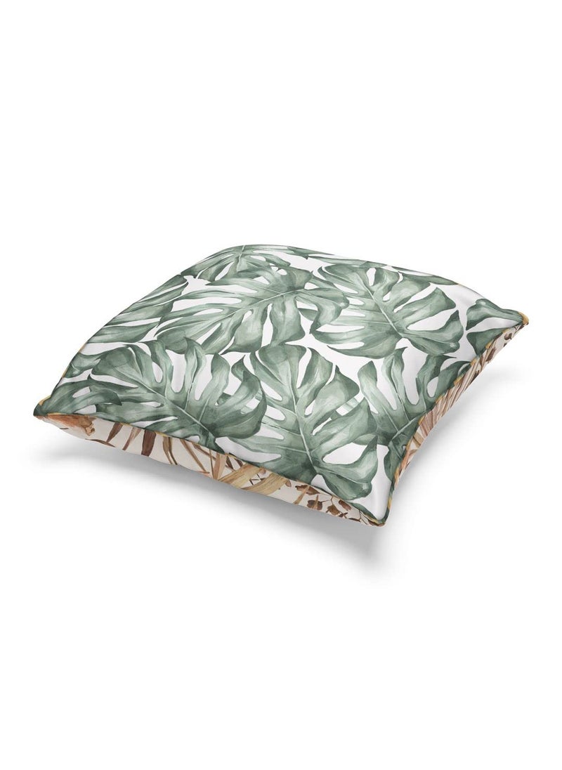 Bianca BIANCA Designer Reversible Printed Silk Linen Cushion Covers -1pc 16 X16 Size (Suzane) | Silk-Linen Luxury Cushion Cover | with Contrast Front & Back Digital Print - Hidden Zipper Floral-sage/Beige  - Image 3