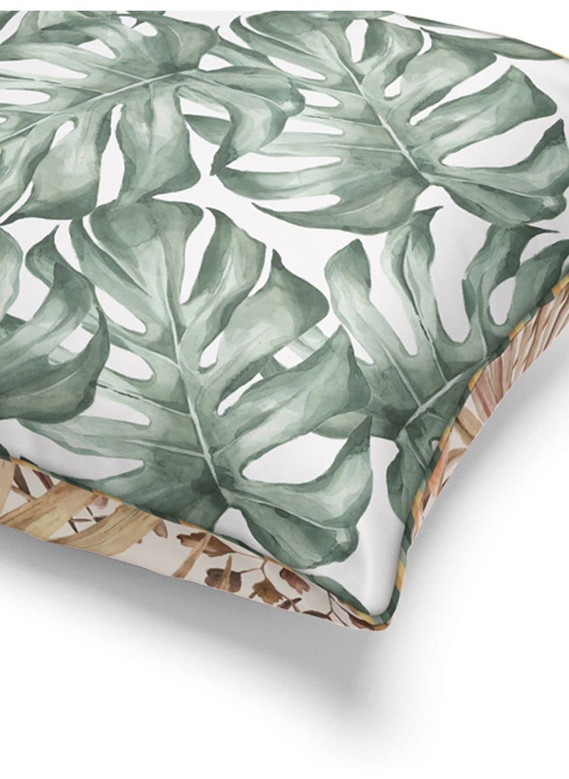 Bianca BIANCA Designer Reversible Printed Silk Linen Cushion Covers -1pc 16 X16 Size (Suzane) | Silk-Linen Luxury Cushion Cover | with Contrast Front & Back Digital Print - Hidden Zipper Floral-sage/Beige  - Image 5