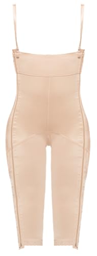 Annette Women's Below The Knee Compression Shapewear – High-Waisted Butt lifting Shapewear For Women – Two Side Zipper Girdle & Removable Straps – Beige, Large - Image 4