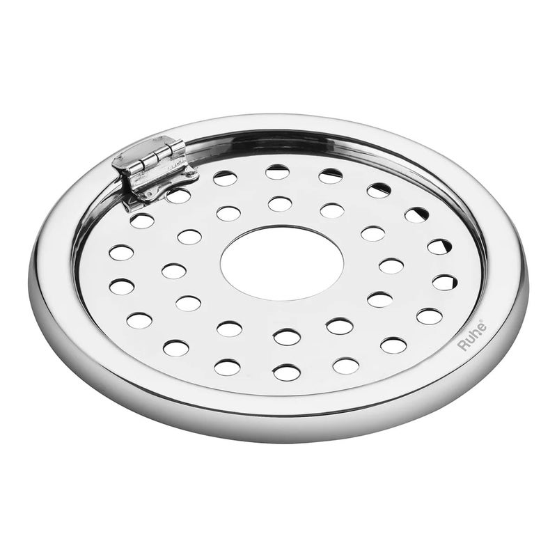 RUHE Ruhe® Plain Round Floor Drain | Premium Grade Stainless Steel Plain Round Jali with Hinged Grating Top Floor Drainer/Jali with Hole Set of 1 (5 Inch) - Image 1