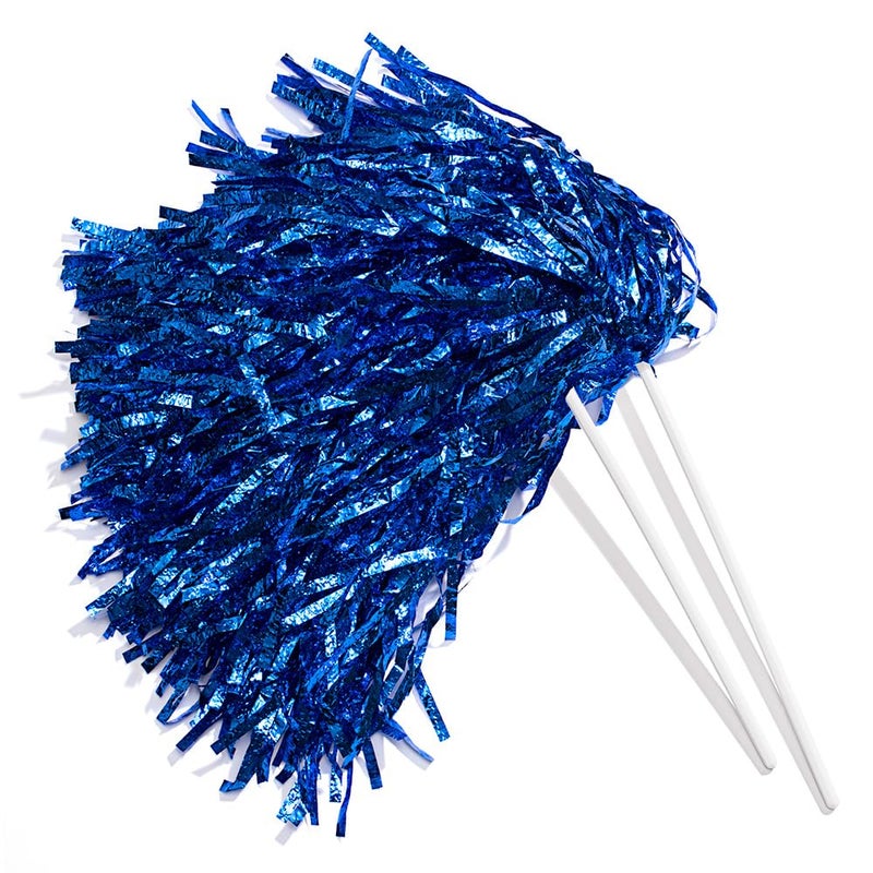 Anderson's Metallic Royal Blue Foil Textured School Spirit Shakers, Cheerleader Pom Poms, Football, Basketball, Homecoming, Squad, Team, Party, Dance, Club, Performance, Fan Celebration Pack of 10 - Image 1