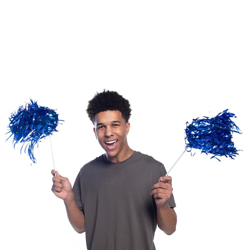 Anderson's Metallic Royal Blue Foil Textured School Spirit Shakers, Cheerleader Pom Poms, Football, Basketball, Homecoming, Squad, Team, Party, Dance, Club, Performance, Fan Celebration Pack of 10 - Image 5