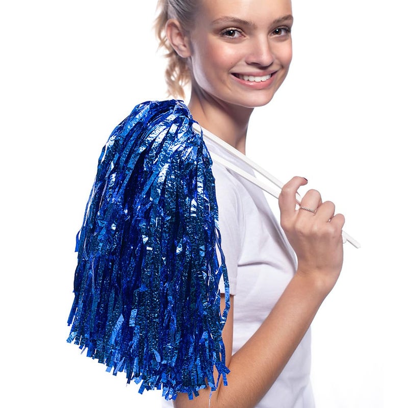 Anderson's Metallic Royal Blue Foil Textured School Spirit Shakers, Cheerleader Pom Poms, Football, Basketball, Homecoming, Squad, Team, Party, Dance, Club, Performance, Fan Celebration Pack of 10 - Image 2