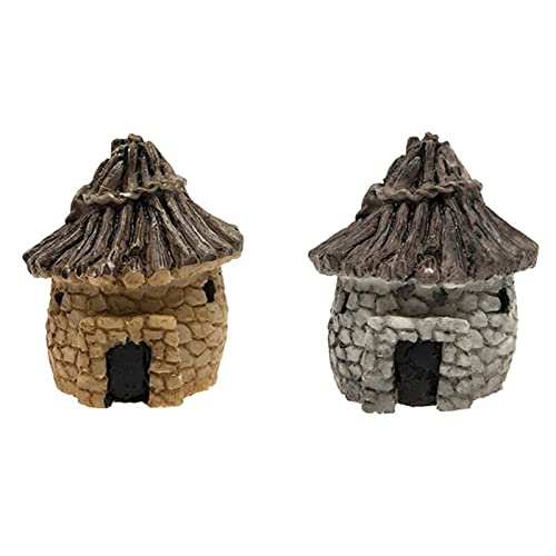 PINDIA Resin 2 Pcs Mini Hut Miniatures for Garden Pots Craft Décortion Gifts for Kids, Multicolor - Image 1