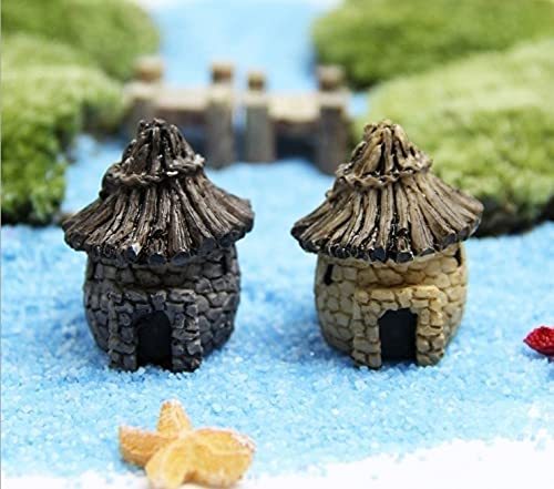 PINDIA Resin 2 Pcs Mini Hut Miniatures for Garden Pots Craft Décortion Gifts for Kids, Multicolor - Image 3