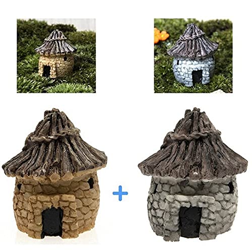 PINDIA Resin 2 Pcs Mini Hut Miniatures for Garden Pots Craft Décortion Gifts for Kids, Multicolor - Image 2
