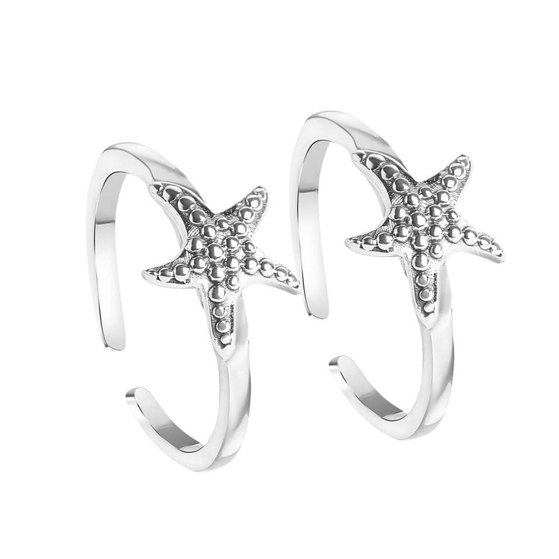 CLARA 925 Sterling Silver Hugo Toe Rings Pair | Size Adjustable | Gift for Women and Girls - Image 1