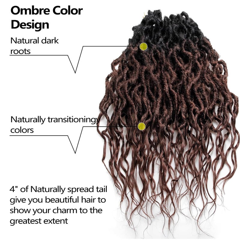 SuyiIRL Faux Locs Crochet Hair For Black Women Soft Locs 24 Inch Goddess Crochet Hair Curly Ends Dreadlocks Boho Style Synthetic Braiding Hair Extensions (6 Packs Espresso Blend) - Image 2