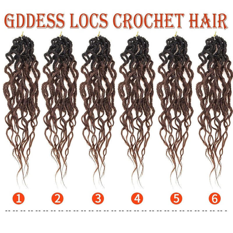 SuyiIRL Faux Locs Crochet Hair For Black Women Soft Locs 24 Inch Goddess Crochet Hair Curly Ends Dreadlocks Boho Style Synthetic Braiding Hair Extensions (6 Packs Espresso Blend) - Image 4