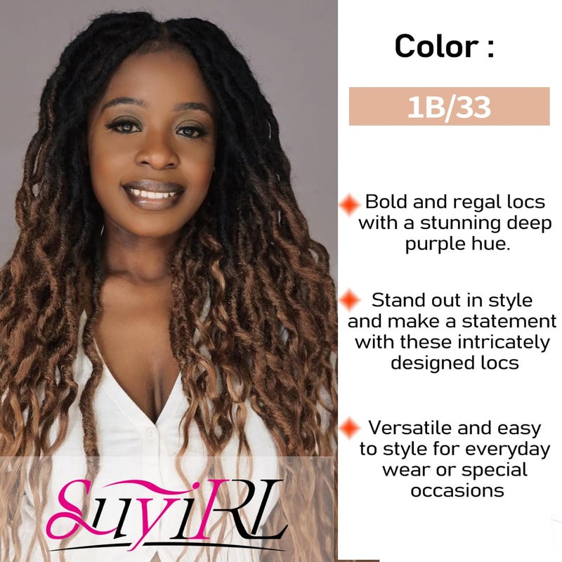SuyiIRL Faux Locs Crochet Hair For Black Women Soft Locs 24 Inch Goddess Crochet Hair Curly Ends Dreadlocks Boho Style Synthetic Braiding Hair Extensions (6 Packs Espresso Blend) - Image 5