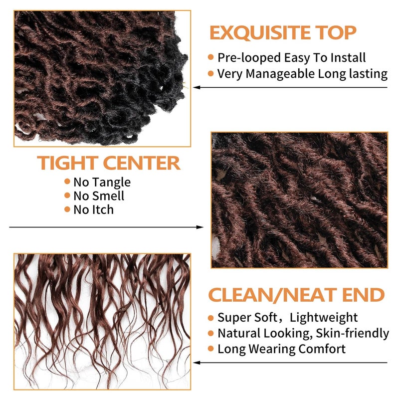 SuyiIRL Faux Locs Crochet Hair For Black Women Soft Locs 24 Inch Goddess Crochet Hair Curly Ends Dreadlocks Boho Style Synthetic Braiding Hair Extensions (6 Packs Espresso Blend) - Image 3