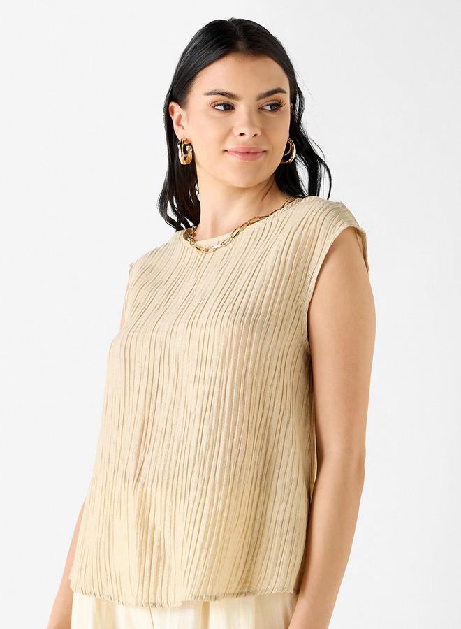 ايكونيك بلوزة بدون أكمام بياقة دائرية وكسرات من آيكونيك - Image 1