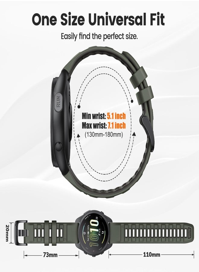 ANCOOL Compatible with Garmin Forerunner 55/245/165 Watch Band, 20mm Soft Silicone Band for Vivoactive 5/Vivoactive 3/6/Venu 2 Plus/Venu Sq/Sq 2 Bands Women Men, Army Green/Graphite Gray - Image 3