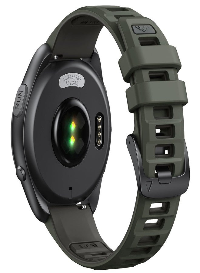 ANCOOL Compatible with Garmin Forerunner 55/245/165 Watch Band, 20mm Soft Silicone Band for Vivoactive 5/Vivoactive 3/6/Venu 2 Plus/Venu Sq/Sq 2 Bands Women Men, Army Green/Graphite Gray - Image 1