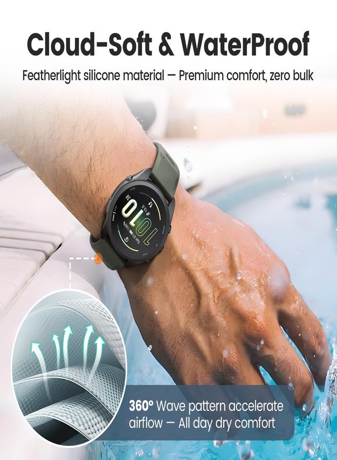 ANCOOL Compatible with Garmin Forerunner 55/245/165 Watch Band, 20mm Soft Silicone Band for Vivoactive 5/Vivoactive 3/6/Venu 2 Plus/Venu Sq/Sq 2 Bands Women Men, Army Green/Graphite Gray - Image 5