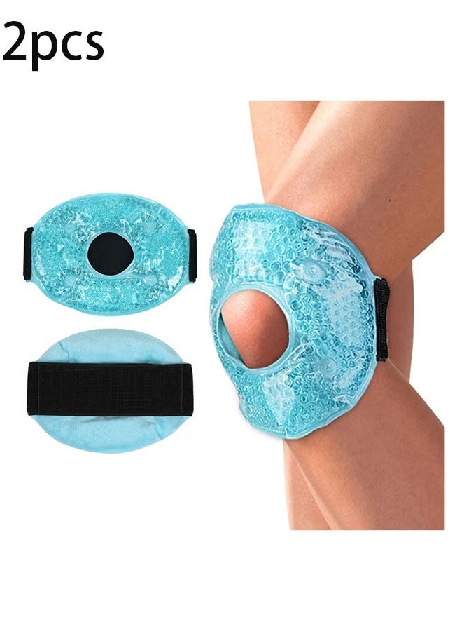 Ailily 2 Pack Soft Gel Ice Compress Strap for Knee, Elbow, Calf, and Ankle Guard,Reusable Hot Cold Therapy Knee Wrap for Joint Pain  - Image 1