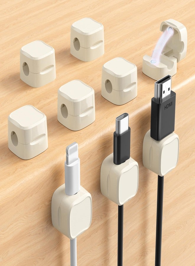 COOCAT Magnetic Cable Clips, Adjustable Cord Holder for Under Desk Cable Management, Adhesive Wire Keeper Organizer for Home Office Desk Phone Car Wall Desktop Nightstand (9-Pack Beige) - Image 1