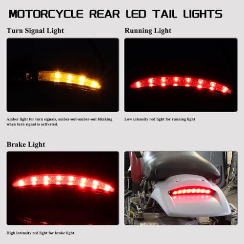 FACAILAHA Chopped Fender Edge Light Kits Motorcycle LED Brake Taillights Integrated Turn Signals Lights 12V Tail Lights for Harley Sportster XL883N XL1200NS XL1200V XL1200X XL1200XS 20142024 - Image 3
