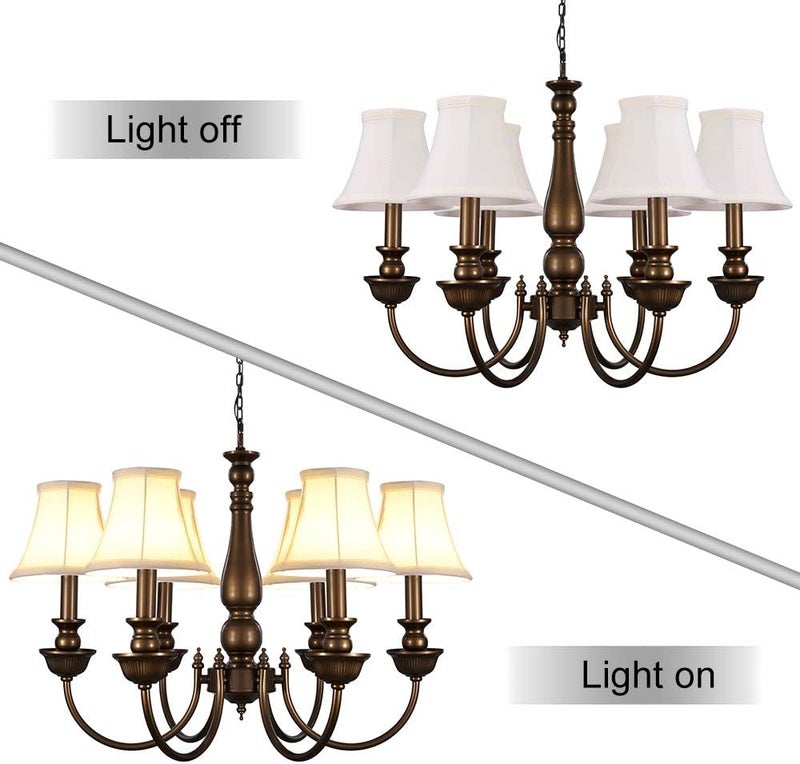 Wellmet Chandelier Shades, ONLY FOR CANDELABRA BULBS, Clip-on Fitter Lamp Shades, 3" X 6" X 5", 6 pcs Set - Image 4