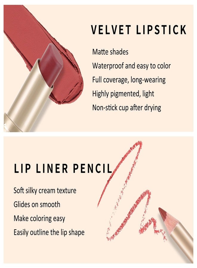 Boobeen 2 Pcs Lip Liner and Lipstick Set, Ultra-Long-Lasting Nude Matte LipLiner High Pigmented Soft Creamy Lipstick Waterproof Lip Color, Lip Makeup Gift Kit for Women - Image 2