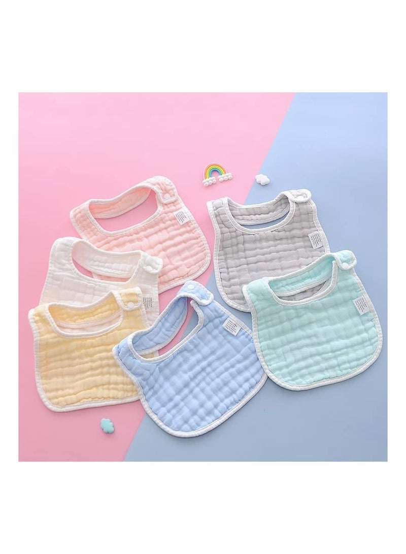 Y&D 6 Pieces Bibs Muslin, Baby Drool Lap-shoulder Cloths Adjustable Multi-Use Scarf 8-Layer 100% Organic Cotton With Super Absorbent& Soft Drooling Breathable for Boys Girls  - Image 3