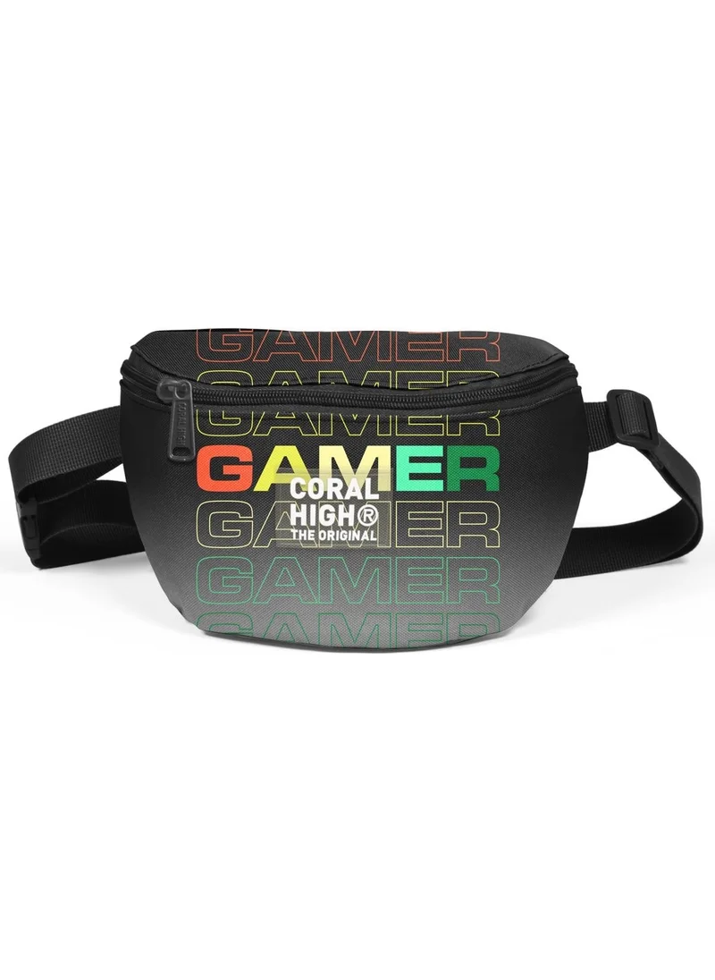 كورال هاي Black Gray Gamer Patterned Waist Bag 11548
