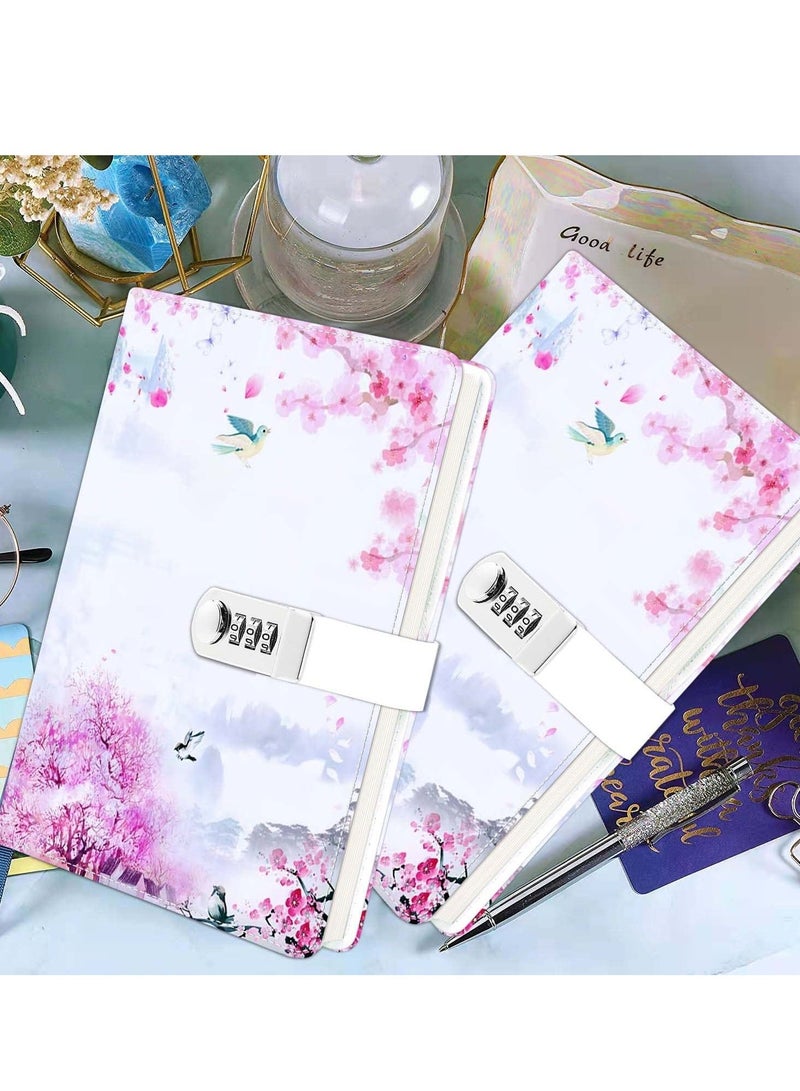 Leather Diary with Lock, Secret Lock Journal with Exquisite Pattern Design, Refillable Faux Leather Journal Writing Notebook with Pen Holder (Blue, A5) - Image 2