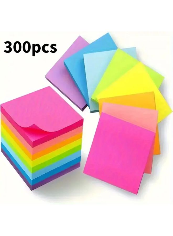 300 Sheets Fluorescent Self Adhesive Sticky Notes Set for Home Office School - Image 2