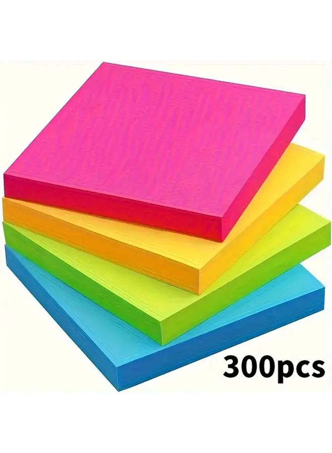300 Sheets Fluorescent Self Adhesive Sticky Notes Set for Home Office School - Image 5