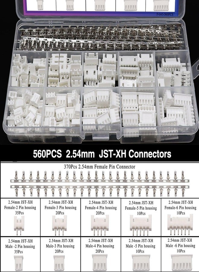 Taiss 580PCS PH2.0mm Connector Kit,560PCS 2.54mm JST-XH Connector,2/3/4/5/6Pin Housing Female/Male Adapter Cable Connector Plug,PH2.0mm/JST-XH 2.54mm Female/Male Pin Head Connectors with Wire Crimper - Image 2