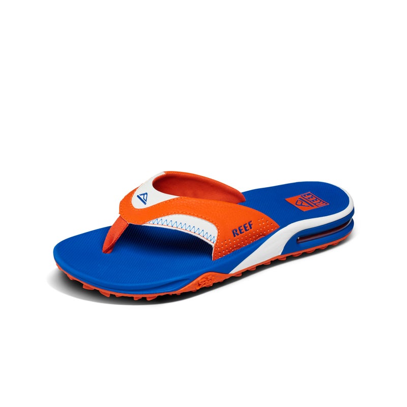 Reef Fanning Pregame Mens Bottle Opener Flip Flop, Arch Support, Durable Outsole, Water Friendly, Orange/Blue, 10 - Image 1