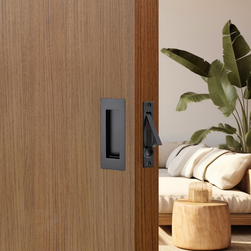 JOY DECOR 2 Pack 4.72" Pocket Door Handles + 1 Finger Edge Pull, Black Recessed Flush Rectangular Stainless Steel Hardware Set for Sliding Doors & Cabinets - Image 5