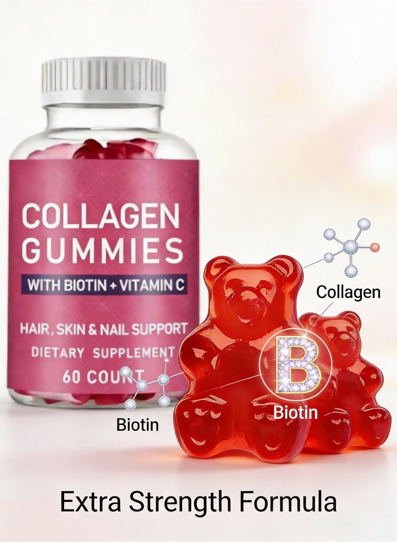 BIYODE Extra Strength Collagen + Biotin: Great Support for Hair, Skin & Nails, 60 Gummies. - Image 3