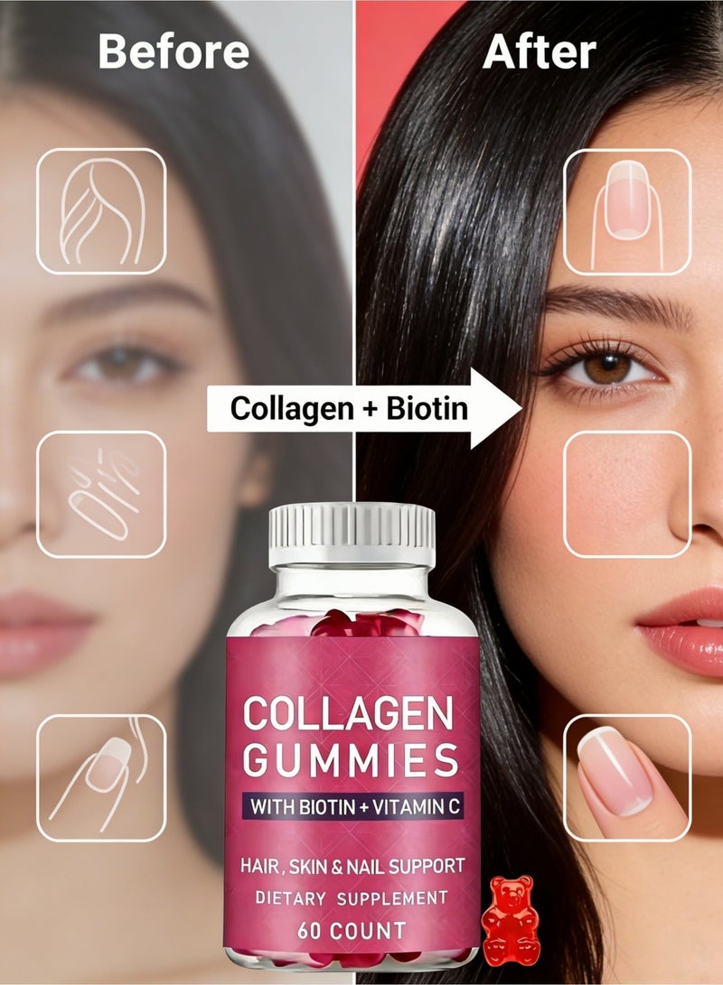 BIYODE Extra Strength Collagen + Biotin: Great Support for Hair, Skin & Nails, 60 Gummies. - Image 2