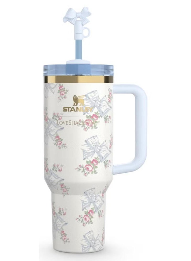 Stanley The Stanley X LoveShackFancy Holiday Quencher | 40 OZ Rosa Beaux Blue  Gift-Ready Packaging - Image 1