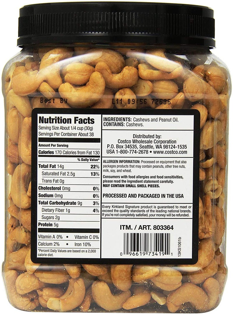 Kirkland كركلاند سيغنيتشر كاجو غير مملح، 2.5 رطل، 1 عبوة - Image 2