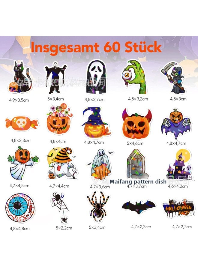 Forest Animal Park Glutinous Rice Paper Cake Decorating Stickers Edible Wafer Paper Printed Fruit Plate Decorations-Color:Edible-Specifications:Halloween 60 Pieces - Image 1