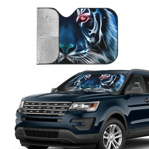 FREEHOTU Cool Tiger Windshield Sunshade for Car SUV Truck Foldable Uv Ray Reflector Front Window Sun Shade Visor Shield Cover - Image 4