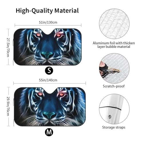 FREEHOTU Cool Tiger Windshield Sunshade for Car SUV Truck Foldable Uv Ray Reflector Front Window Sun Shade Visor Shield Cover - Image 3