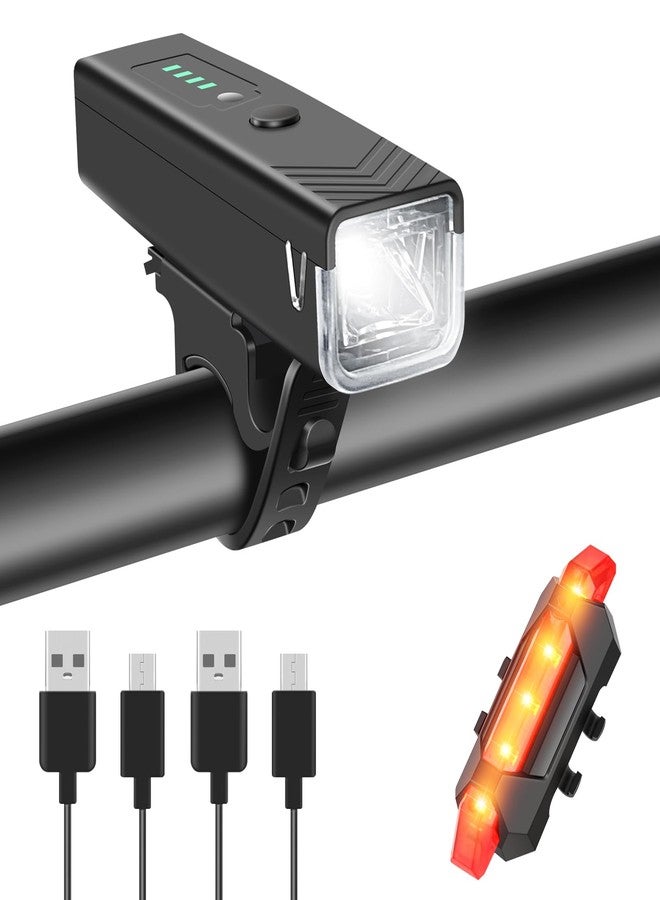 WGGE Ultra Bright USB Rechargeable Bike Light Set,Powerful Bicycle Front Headlight and Back Taillight,Easy to Install for Night Riding Fits All Bicycles,Mountain,Road or Camping - Image 1